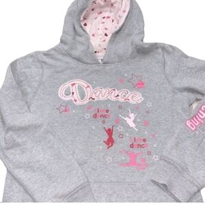 Justice grey dance sweatshirt hooded size XLarge/16 girls